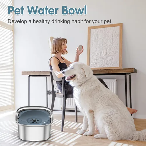 Vista 6 de UPSKY Cuenco de Agua para Perros de 3L 101oz Acero Inoxidable Sin Derrames Gran Capacidad Cuenco de Comida y Agua para Perros Alimentador de Agua