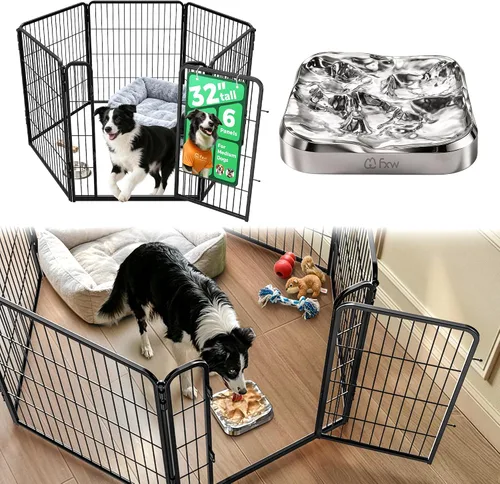 Vista 40 de FXW Homeplus Unleashed Corral para Perros de Interior - Juego Sin Estrés y Seguro, Resistente de 24 Pulgadas con 6 Paneles para Cachorros y Perros