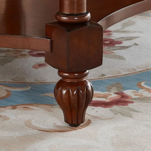 Vista 4 de Mesa auxiliar vintage de madera maciza con parte superior de cristal, mesa auxiliar ovalada para sofá para sala de estar, mesa auxiliar de silla