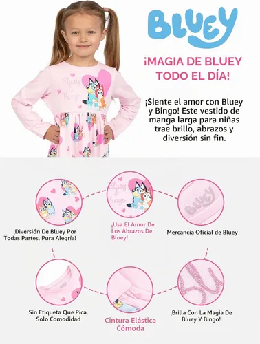 Vista 6 de Bluey Vestidos de invierno para niñas Vestido de bingo Manga larga
