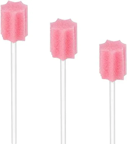 Vista 4 de Esponja desechable de 100 hisopos bucales, sin sabor y estériles, cian Palitos de hisopo dental para limpieza bucal