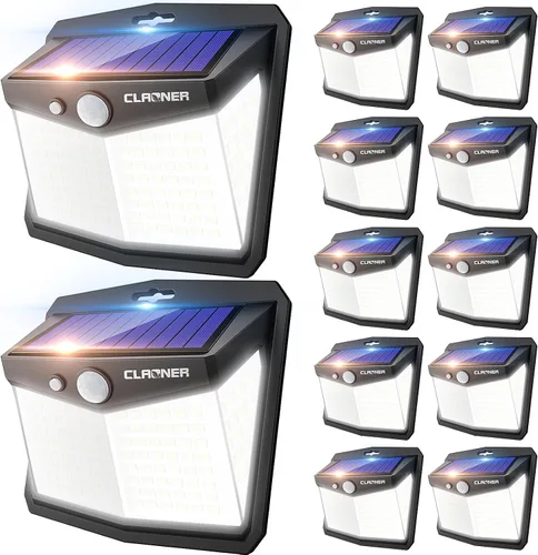 Vista 10 de Claoner - Luces solares con sensor de movimiento [128 LED/4 paquetes], luces para exterior con 3 modos de iluminación con 270° de angulo