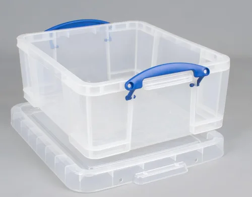 Vista 8 de Really Useful Box - Contenedores de plástico para almacenamiento de 17 litros con tapas de cierre y clip, transparentes