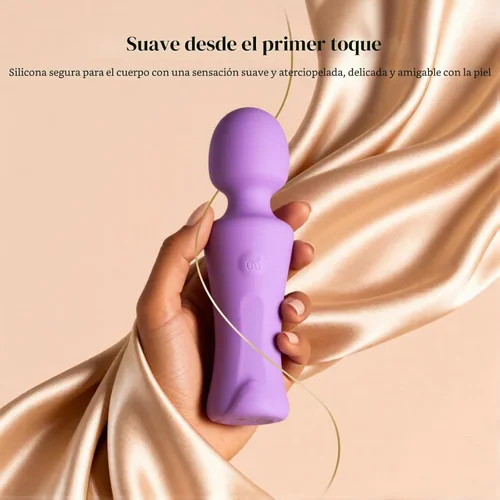 Vista 5 de Tracy's Dog Vibrador de varita de bolsillo, mini masajeador inalámbrico para mujeres, estimulación de clítoris, 4 niveles de intensidad Lavanda