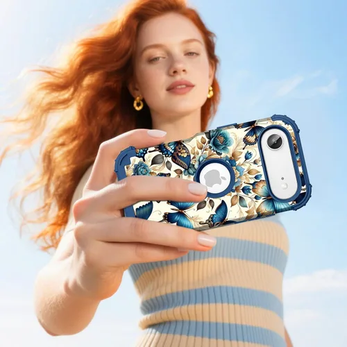 Vista 6 de Hocase Funda para iPhone Air de 6.5 pulgadas, resistente a prueba de golpes, goma de silicona suave, parachoques de plástico duro, funda protectora