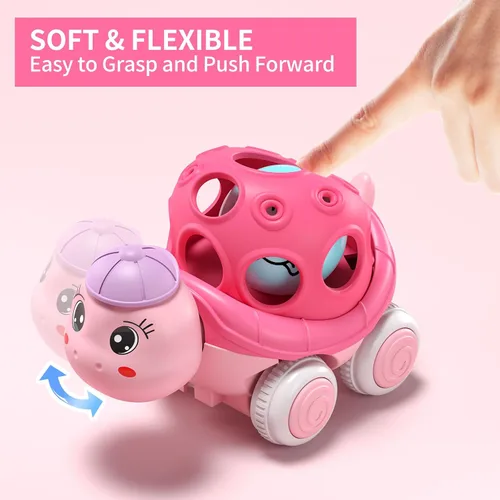 Vista 6 de BeAndge Juguetes para bebés, regalos para niñas de 1 a 2 años, autos rosados para bebés de 6 a 12 años, 12 a 18 meses, camiones para niños pequeños