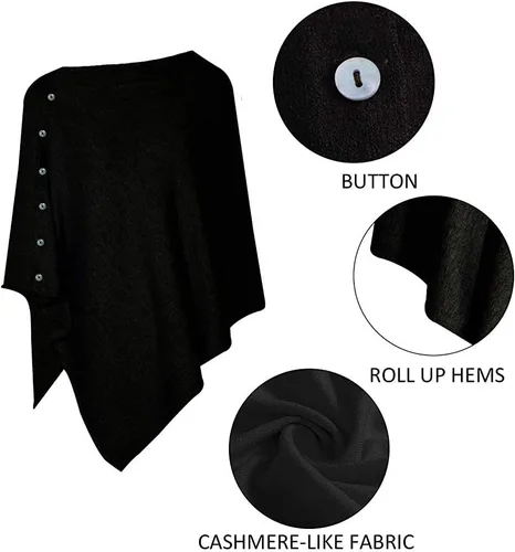 Vista 4 de stylesilove Multi-Use Knit Nursing Shawl Poncho Adjustable Buttons for Breastfeeding Protection Nursing Cover Infinity Scarf