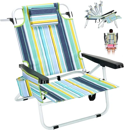 Vista 15 de ABORON Silla de bronceado ajustable de 5 posiciones con orificio para la cara, salón de playa plegable portátil para tomar el sol, tumbona