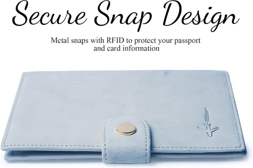 Vista 3 de Portapasaportes de cuero auténtico para pasaporte, con bloqueo Rfid - con compartimento para documentos de identificación