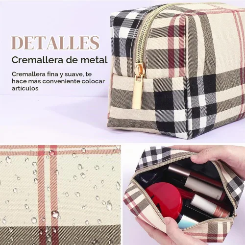 Vista 5 de MAANGE Bolsa de maquillaje pequeña de 2 piezas, Caqui