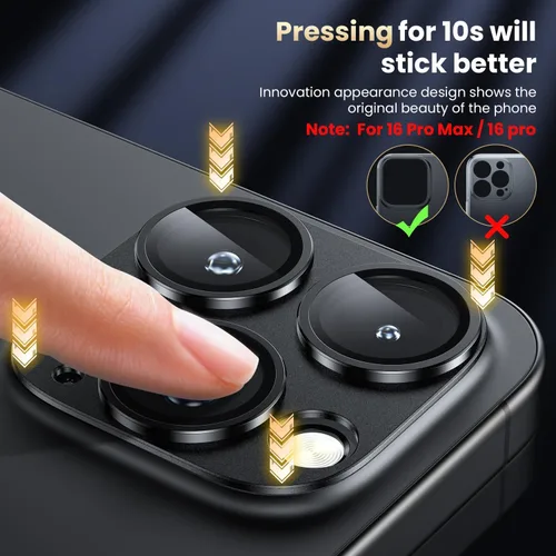 Vista 3 de WSKEN Protector de lente de cámara para iPhone 16 Pro/iPhone 16 Pro Max, [Grado Militar A Prueba de Roturas] [Fuerte Adsorción] Protector