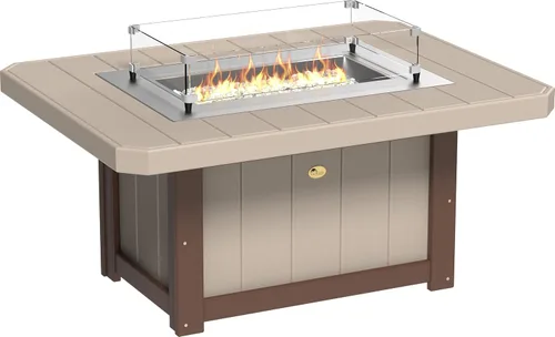 Vista 13 de LuxCraft Mesa rectangular de gas propano de 51 pulgadas para patio al aire libre con protector contra el viento de vidrio templado y cubierta
