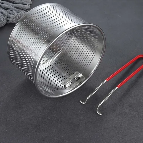 Vista 3 de Set de colador de pasta de 2 piezas, colador de fideos de acero inoxidable con asa extraíble, colador de pasta de metal, cesta para freidora