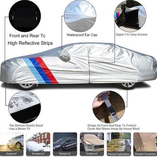 Vista 7 de Funda impermeable para Volvo C70 V40 V50 V60 XC40 XC90, para exteriores, impermeable, transpirable, grande, con cremallera, cubierta completa