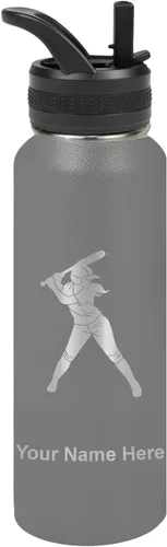 Vista 27 de LaserGram Botella de agua personalizada de 32 onzas, jugador de softbol Regalo grabado para jugadores de sóftbol, acero inoxidable aislado al vacío