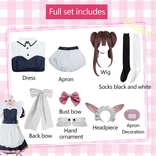 Vista 4 de EROOLU Akiba Maid War Cosplay Cat Maid Maid Outfit Nagomi Cosplay Maid Sensou Disfraz Lolita Sirvienta Vestido