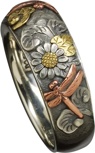 Vista 45 de Iumer - Anillo de zircón de dos piezas con incrustaciones de diamantes de imitación artificiales para mujer, talla 6-10.