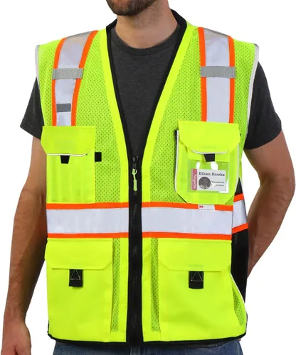 Vista 7 de Neopelta Chaleco de seguridad reflectante resistente hecho con cinta 3M Naranja