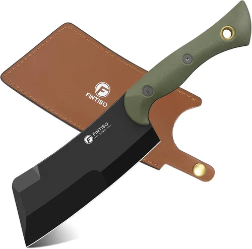 Vista 8 de Cuchillo de carnicero de 5.5 pulgadas, cuchillo de chef y cuchilla de carnicero 2 en 1 con funda, cuchillos de cocina multiusos con mango G10