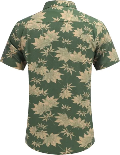 Vista 4 de COOFANDY - Camisa de lino de manga corta con botones estilo informal para hombre, para la playa