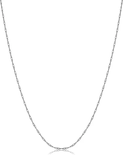 Vista 6 de Collar de cadena de oro amarillo, blanco o rosa de 14 quilates de 0.031 in (14, 16, 18, 20, 24 o 30 pulgadas), muy fino y ligero