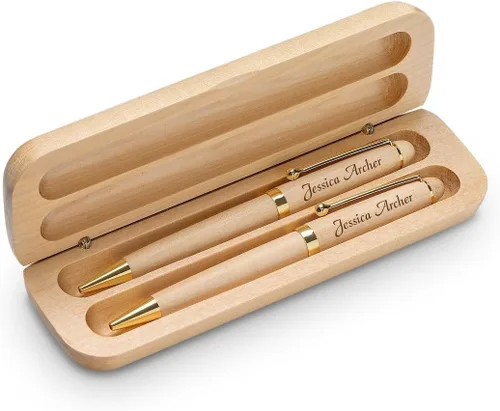 Vista 3 de Executive Gift Shoppe Bolígrafo personalizado y lápiz mecánico en madera de arce con grabado personalizado