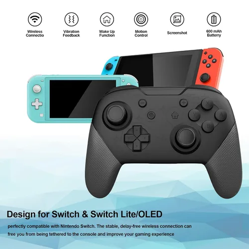 Vista 2 de Wireless Pro Controller Compatible with SwitchSwitch LiteSwitch OLED, Switch Remote Gamepad with Joystick, Double Vibration, Wake Up and Screenshot