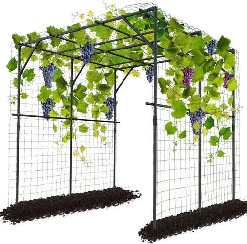 Vista 14 de DoCred Enrejado de arco de jardín grande para plantas trepadoras, 87 pulgadas de alto, soporte de metal para plantas, arco para trepar vides