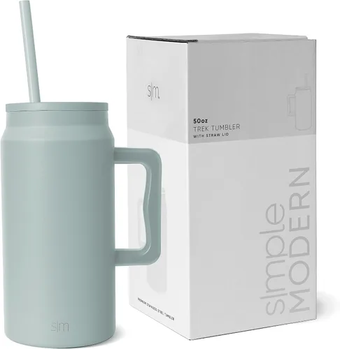 Vista 17 de Simple Modern - Vaso de 1,5 l con asa y tapa con pajita, botella de agua grande de acero inoxidable reutilizable con aislamiento, regalos para Negro