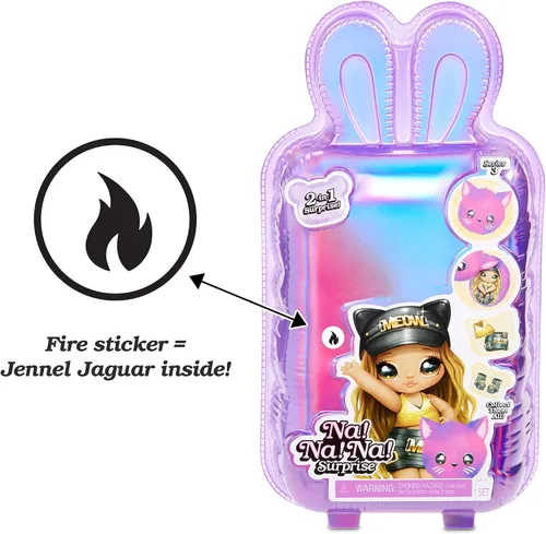 Vista 2 de MGA Entertainment Na! Na! Na! Surprise 2 en 1 - Muñeca de moda y bolso de felpa Serie 3 - Jennel Jaguar