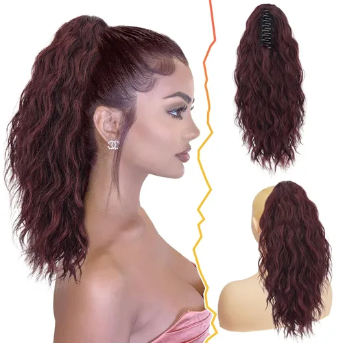 Vista 22 de BARSDAR Extensión de cola de caballo corta para mujer, extensiones de cabello sintético suave con clip de garra de 12 pulgadas, extensiones de cola