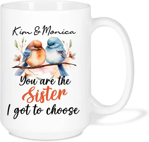 Vista 10 de Taza de café personalizada de alma gemela, taza de café de amistad personalizada para mejores amigos con nombres, mejores amigos, hermanas del alma