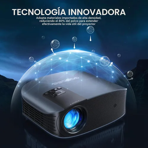 Vista 7 de GooDee Proyector 4K con WiFi y Bluetooth compatible, FHD 1080P Mini proyector portátil para películas al aire libre, proyector de video 5G para cine