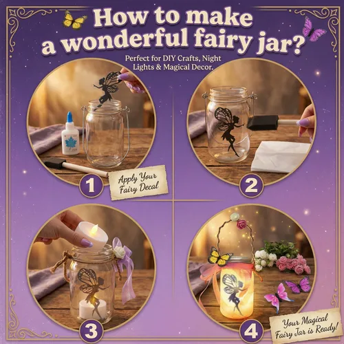 Vista 5 de Kit de manualidades de linterna de hadas Alritz, regalos de Navidad para niñas, luz nocturna de tarro Mason con control remoto, manualidades
