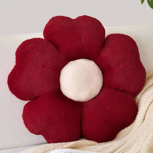 Vista 9 de Almohada en forma de flor, lindas almohadas decorativas con suave pelaje de conejo para sofá, cama, silla y suelo, almohadas de Navidad, cojines