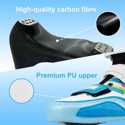 Vista 2 de Patines en línea para niñas y niños, patines de fibra de carbono de rendimiento para niños de 4 a 12 años con ruedas de poliuretano, divertidos