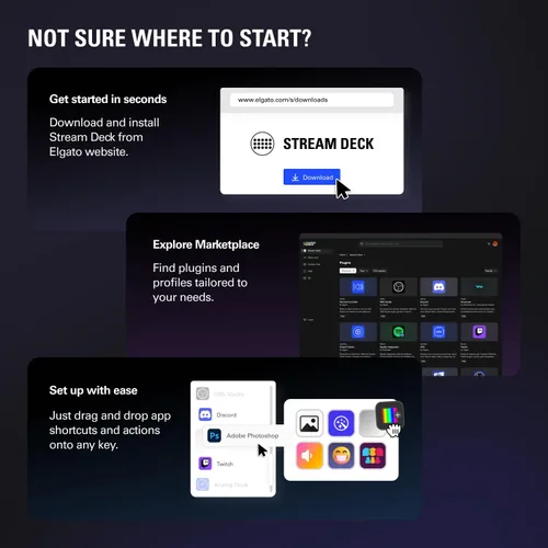 Vista 8 de Elgato Stream Deck Teclas de tijera—Controlador de flujo de trabajo con teclas macro personalizables para OBS, Twitch, Discord, Teams, Photoshop