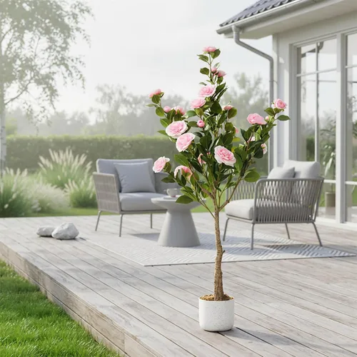 Vista 16 de GarveeHome Árbol de buganvilla artificial de 5 pies, planta de buganvilla de seda sintética con maceta, decoración interior y exterior, planta