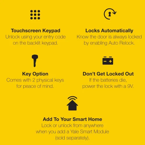 Vista 4 de Yale Assure - Manija electrónica de puerta con pantalla táctil, teclado no conectado de níquel satinado que proporciona entrada sin llave con código