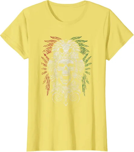Vista 38 de Camiseta de Calavera Azteca con máscara Mayas Calavera Azteca, Negro