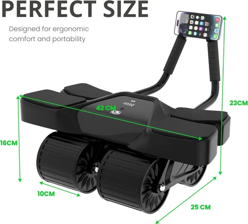 Vista 3 de Ab Roller Home Gym Equipment – 4 Wheels Ab Wheel Muscle Roller with Built-in Tracker Ideal Exercise Equipment for Home – Comfortable Elbow Support