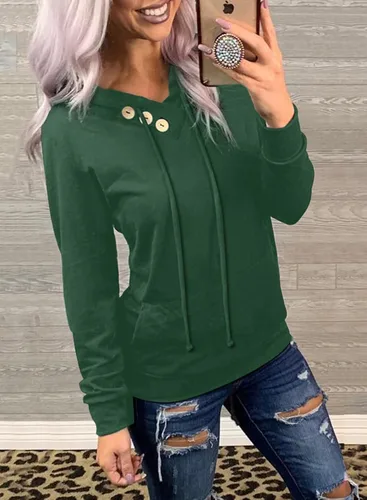 Vista 3 de Dokotoo - Sudaderas casuales de manga larga con capucha para mujer, con cordón y bolsillos