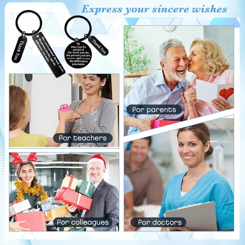 Vista 5 de Yinkin 16 piezas de regalos de agradecimiento a los empleados a granel regalos de agradecimiento para compañeros de trabajo llavero para regalos