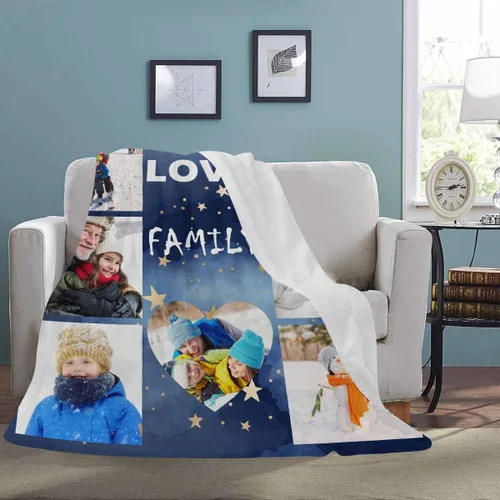 Vista 4 de YESCUSTOM Manta personalizada con 10 fotos, manta familiar personalizada para mamá y papá, mantas personalizadas de collage de fotos, mantas