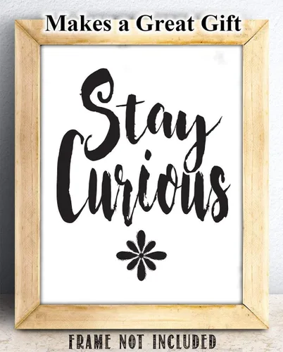 Vista 3 de Stay Curious - Póster de tipografía sin marco de 11 x 14 pulgadas, gran regalo motivacional