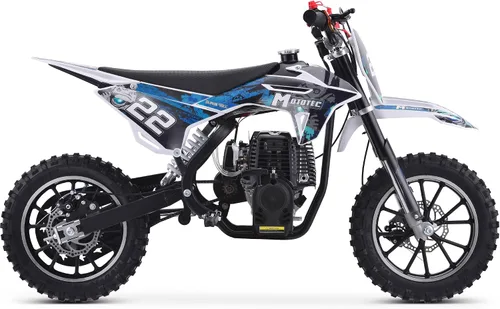 Vista 4 de MotoTec Demon - Motocicleta de motocross de gas para niños de 50 cc y 2 tiempos Azul