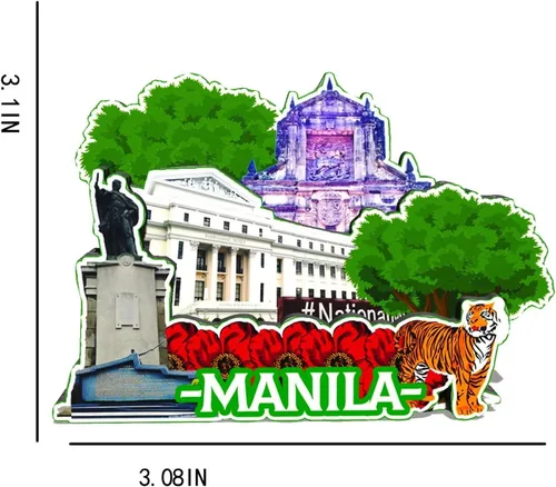 Vista 3 de Imán de Manila de Filipinas para nevera de madera 3D, monumentos de viaje, coleccionables, recuerdos, decoración hecha a mano -587