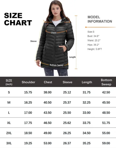 Vista 7 de ROYAL MATRIX Chaqueta acolchada plegable para mujer, ligera, cálida y acolchada con capucha desmontable