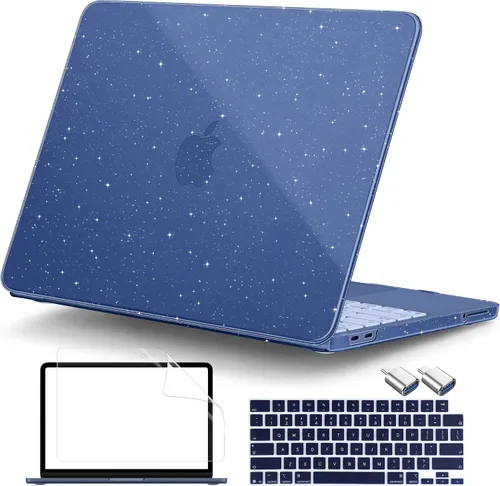 Vista 16 de DONGKE Funda con purpurina para MacBook Neo de 13 pulgadas 2026 (modelo A3404 A18 Pro Chip) Carcasa rígida transparente brillante con protector