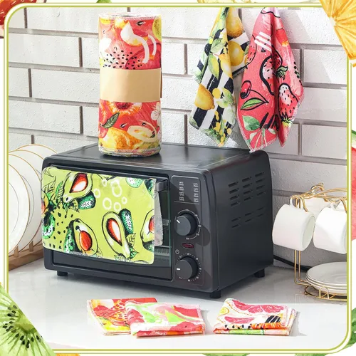 Vista 3 de Juego de 36 paños de cocina reutilizables de frutas, toallas de algodón lavables para el hogar (color fresco)